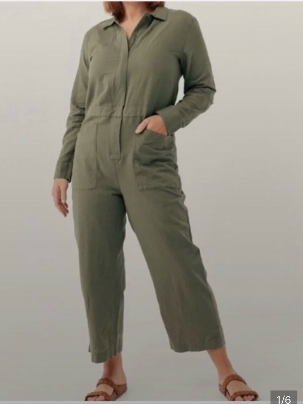 Pact Olive Green Utility Organic Cotton and Hemp Blend Jumpsuit